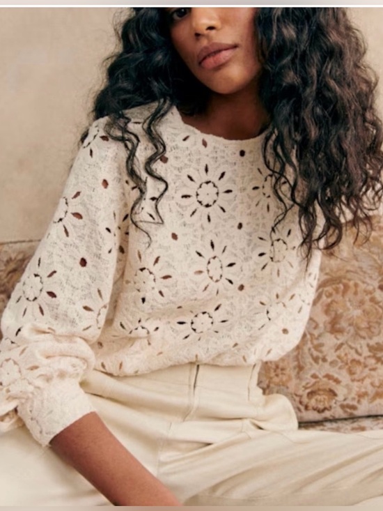 Sezane Tops - Sézane Ecru Sun Guipure Jesse Blouse